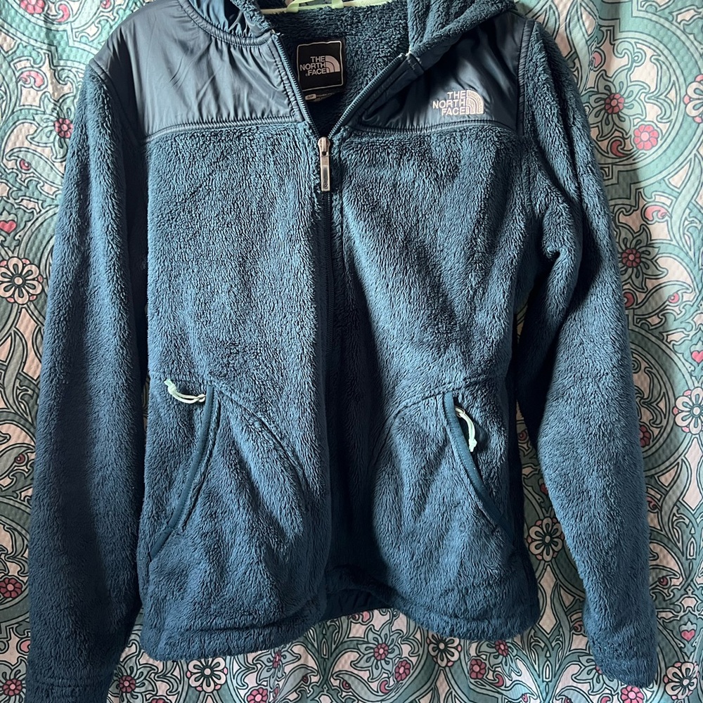 The North Face Teal Plush Hooded Fleece Jacket